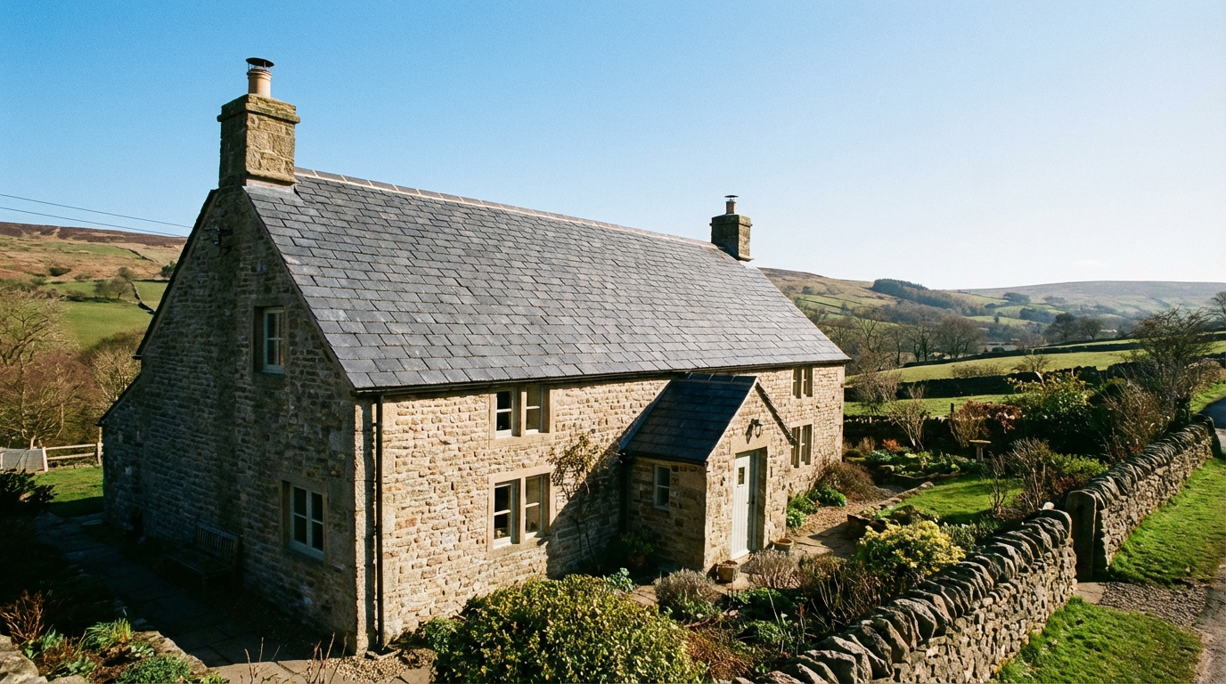 Traditional slate roof installation